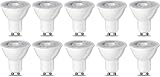 Amazon Basics - Bombilla de luz puntual GU10 tipo LED, 4.7 W (equivalente a 50 W), CRI80, blanco cálido, no regulable, paquete de 10