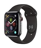 Apple Watch Series 4 (GPS + Cellular) con caja de 44 mm de acero inoxidable en negro espacial y correa deportiva negra