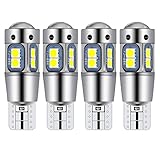 Bombilla de cuña blanca T10 W5W LED, Temperatura de Color 7000K 3030-10SMD, Adecuadas para las luces de la matrícula del coche, de posición y de luces interiores (4 piezas)